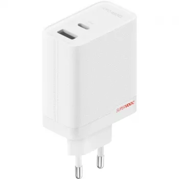 Cargador ONEPLUS SUPERVOOC 120W de doble puerto con cable, 120 W de potencia total, 1x USB-C + 1x USB-A, 100–240 V, 145 g, blanco