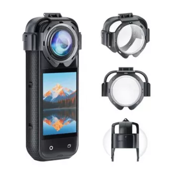 Tapas de objetivo Puluz PU750T para Insta360 X5 – set de tapas protectoras con encaje a presión