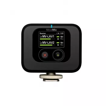 Receptor inalámbrico para montaje en cámara Shure MV-R-Z6 — 50–20000 Hz, alcance 30 m, 12–15 V, 308×101×38 mm, 0,429 kg, negro