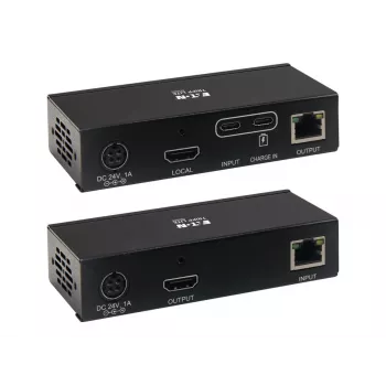 Kit extensor Eaton Tripp Lite Series USB-C a HDMI sobre Cat6 con soporte KVM, 4K 60Hz, 4:4:4, transmisor/receptor, USB, PoC, HDCP 2.2, hasta 70 m, TAA - extensión para vídeo