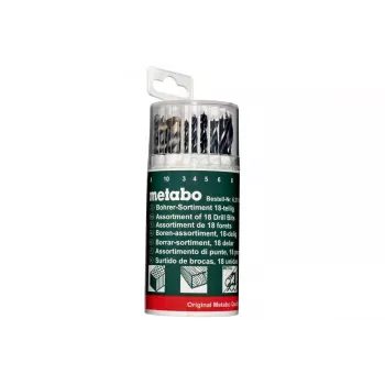 Juego de brocas Metabo 627190000 — 18 piezas, HSS y recubiertas de titanio