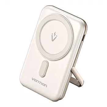 Batería externa Vention 10000mAh magnética inalámbrica 20W — 10000 mAh, salida 3 A, USB-C, blanca