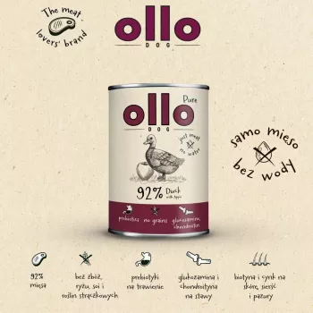 OLLO Pure Duck con manzana - comida húmeda para perros - 400 g