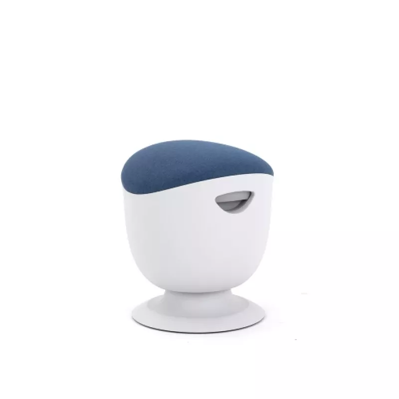 Taburete ergonómico de equilibrio Up Up Seul blanco, D47 tejido azul