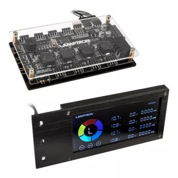 Controlador de ventilador y LED RGB Lamptron SM436 PCI, negro
