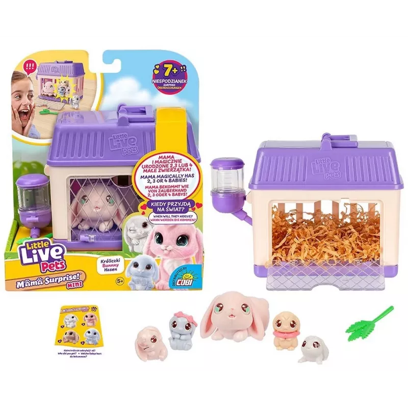 Juguete interactivo Cobi Little Live Pets Mama Surprise Mini Bunny MO-26625, pequeña figura interactiva