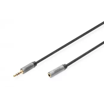 Cable de extensión de audio Digitus conector jack de 3,5 mm macho a conector jack de 3,5 mm hembra 1,8 m negro
