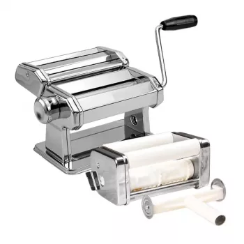 Máquina de pasta manual Maestro MR1679R — acero inoxidable, accesorio para ravioli, cortador de 6 mm
