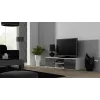 Soporte de TV cama meble SOHO 140 — 1400×430×370 mm, parte superior blanca, tablero de partículas, marco blanco, blanco/gris brillante
