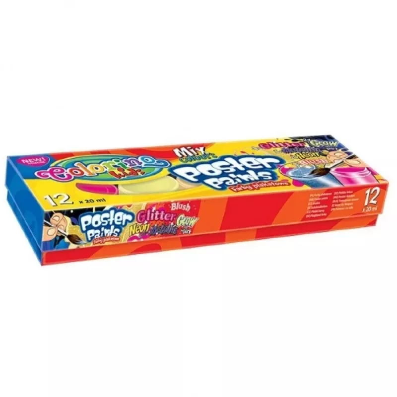 Pinturas de cartel Colorino Kids Mix (metálicas, brillantes, neón, con purpurina)