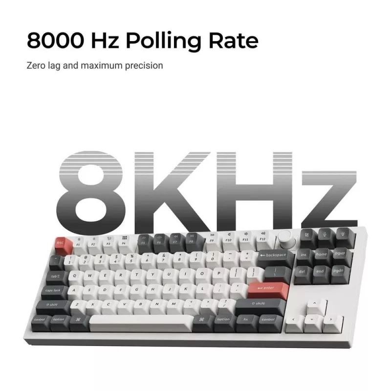 Teclado mecánico Keychron Q3 Ultra 8K — 80% QWERTY, con cable y Bluetooth, RGB, negro