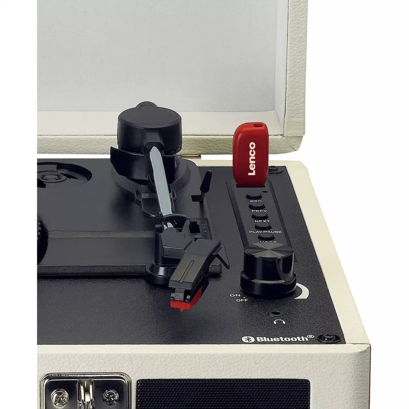 Lenco TT-115CR tocadiscos de correa, Bluetooth, USB-A, salida de auriculares de 3,5 mm, 4 W RMS, crema
