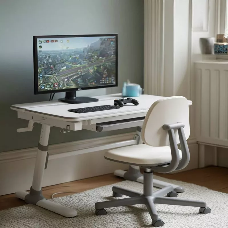 Ergo Office Escritorio infantil ergonómico de altura ajustable, gris, máx. 100 kg, ER-417 2cz