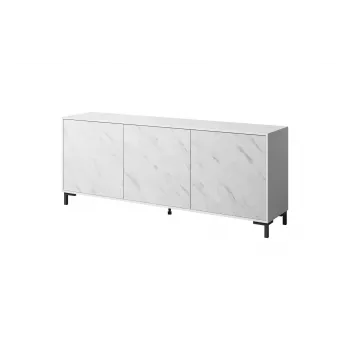Cómoda MARMO 3D 200x45x80,5 cm blanco mate/mármol blanco
