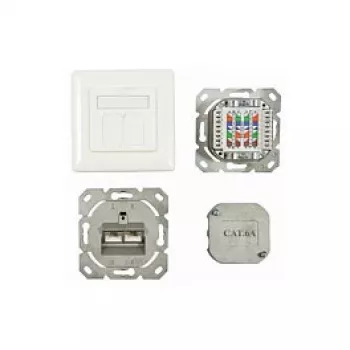 Synergy 21 S216358 - 2 x RJ-45 - 6a - blanco - 80 mm - 80 mm - 5,6 cm