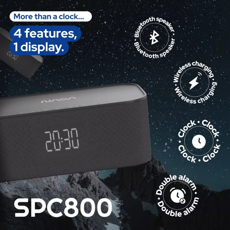 Altavoz Bluetooth/despertador/cargador inalámbrico NASA SPC800