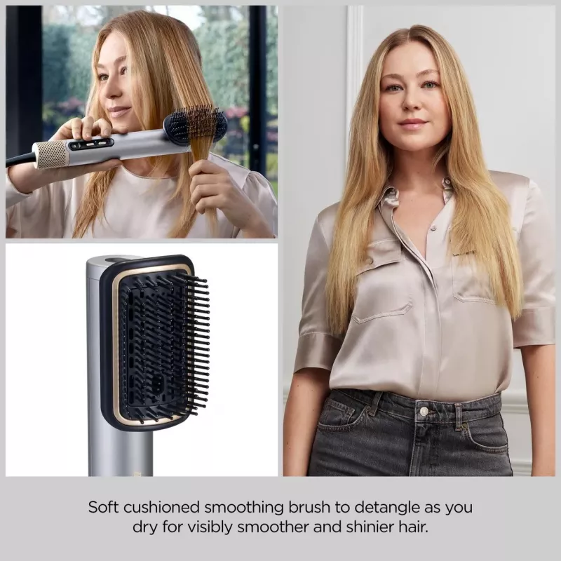 Set de estilismo BABYLISS AS6555E — tecnología Airflow, 4 niveles de calor, cable de 2,5 m, plateado/oro