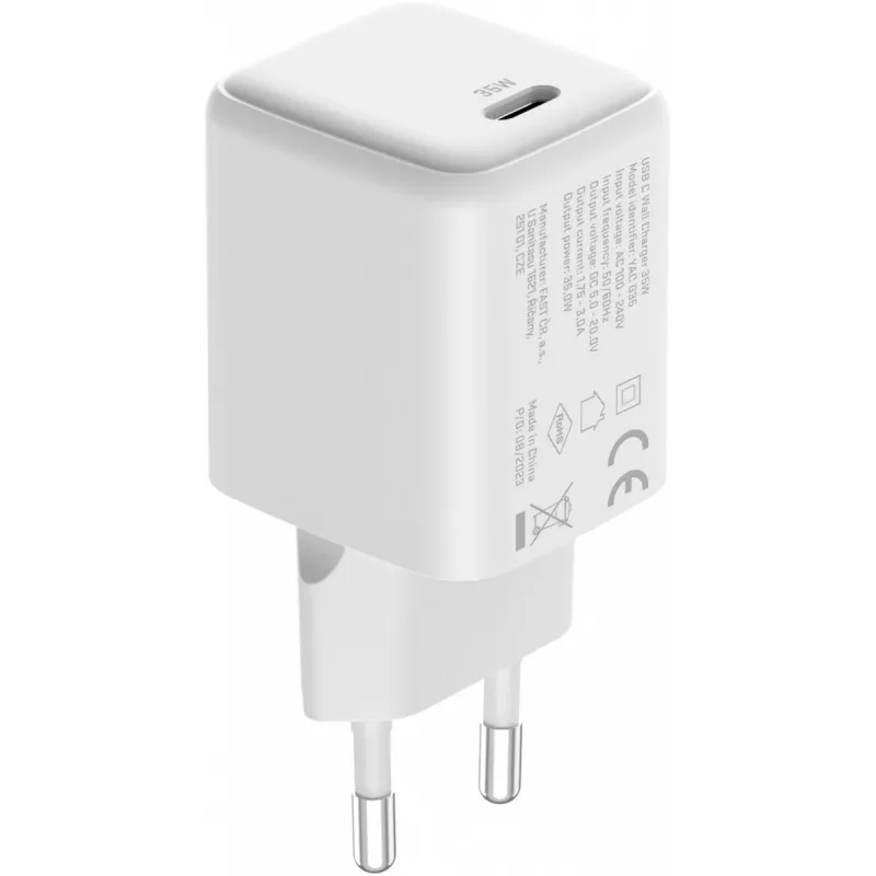 Cargador de pared USB-C 35W 3A Power Delivery 3.0 QC 3.0 blanco