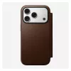 Funda tipo folio de cuero para móvil Nomad Modern Leather Folio para iPhone 17 Pro – marrón, compatible con 6,3