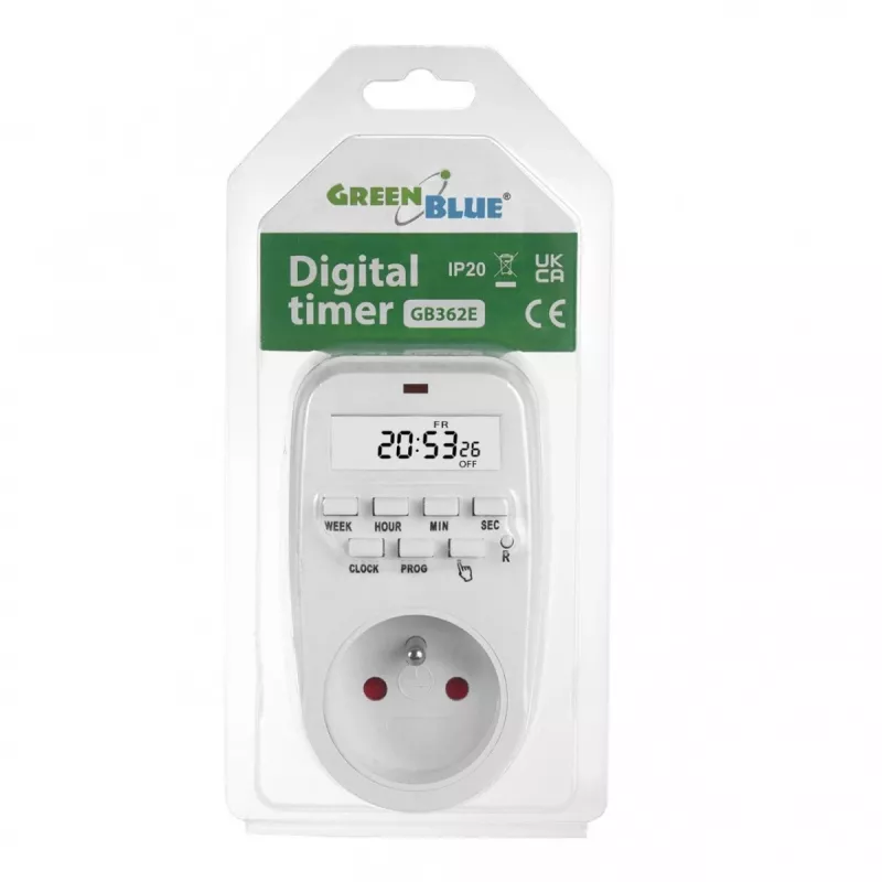 Temporizador digital GreenBlue GB362 — temporizador programable para aparatos eléctricos, modelo GB362