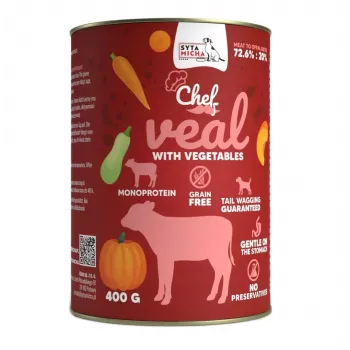 SYTA MICHA Chef Ternera con verduras 400 g — alimento completo para perros adultos, sin cereales, sin gluten