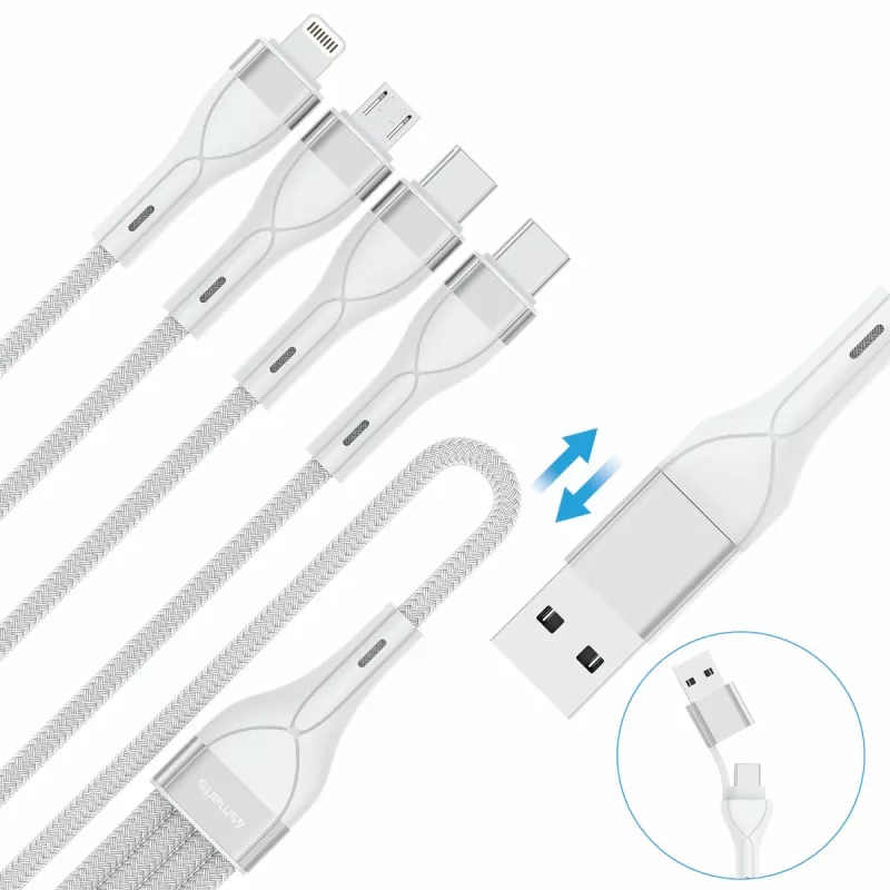 4smarts 541024 Cable USB 1,2 m USB A/USB C USB C/Micro USB-A/Lightning Blanco (541024)