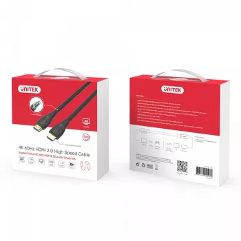 Cable Unitek HDMI 2.0, 4K 60Hz, C11068BK, 7 m