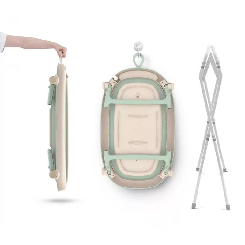Bañera para bebé neno LUCY STAND plegable con soporte, rectangular, 1 bandeja, carga máx. 30 kg, blanca