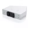 Distribuidor de empalmes de fibra óptica para carril DIN DIGITUS DN-96893 — en ángulo, 6 SC DX / LC Quad, aluminio, gris