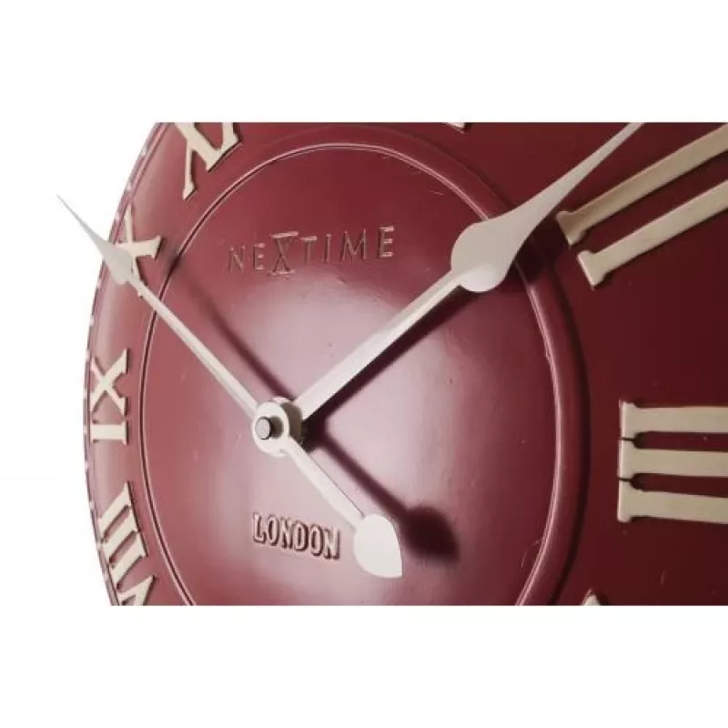 NeXtime Reloj 3083ro London Roman, Ø34.5 cm, reloj de pared, rojo/blanco