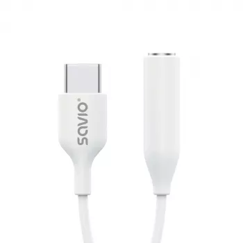 Adaptador de audio USB Type 3.1 C (M) – Jack 3,5mm (H) Blanco SAVIO AK-52