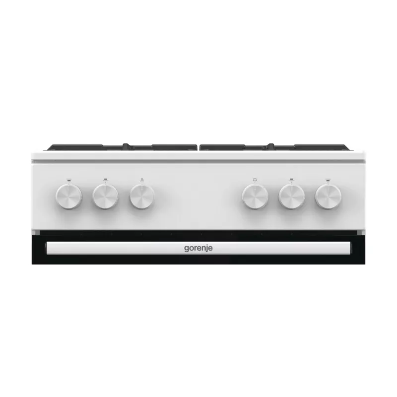 Cocina de gas independiente Gorenje GG6A10WFFM, blanca, encimera de 4 fuegos, horno de gas de 72 L, mandos frontales