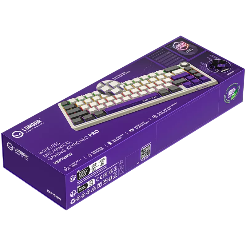 Teclado gaming mecánico inalámbrico LORGAR KBP70MW distribución 65% beige