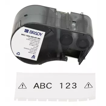 Brady, M5C-1500-595-WT-BK, vinilo, negro sobre blanco, 38,10 mm x 7,62 m, permanente, continuo (170944)