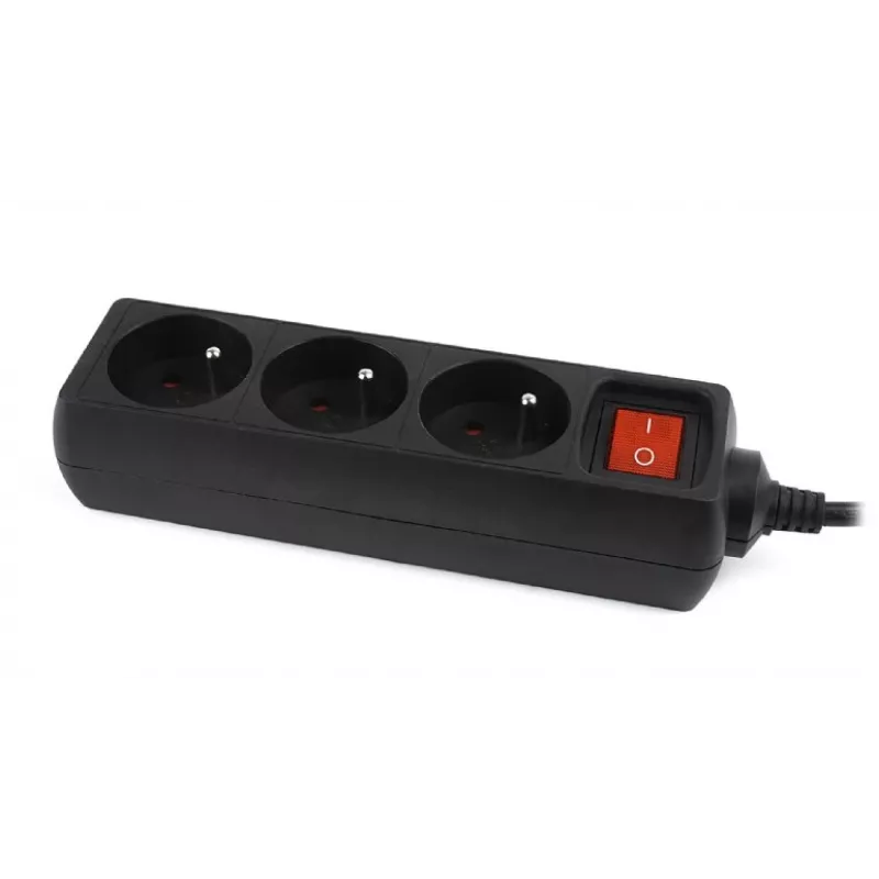 Protector de sobretensión Gembird EG-PSU3F-01 negro 3 tomas AC 230 V 0,6 m