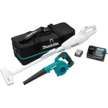 Kit combinado de batería CLX245SAX1, 12 voltios, soplador de hojas azul/negro, batería de litio 2,0 Ah, aspirador de batería y soplador de batería