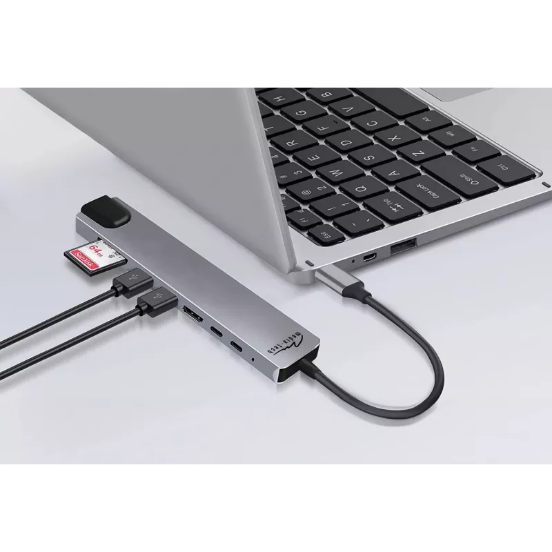 HUB USB MEDIA-TECH 8 EN 1 GIGA LAN HUB MT5046
