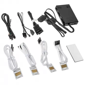 Controlador Lian Li UNI HUB SL-INF 12SLIN-CONT3W blanco — hub para ventiladores RGB y tiras LED