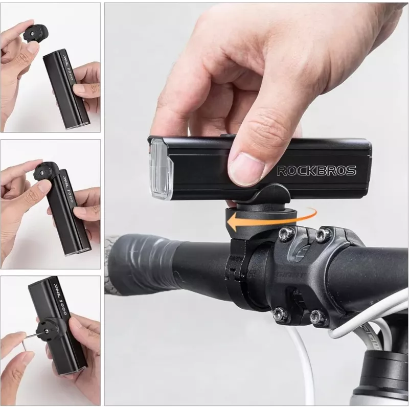 Rockbros RHL1000 24610002001 1000 lm luz frontal para bicicleta + cable USB-C a USB-A, negro