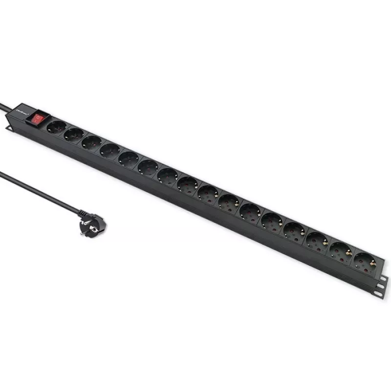 Qoltec regleta PDU de aluminio para RACK | 16A | 16 x Schuko | vertical | 1,8 m