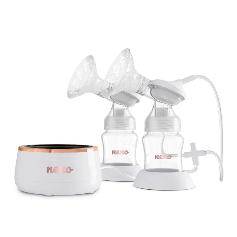 Sacaleches eléctrico doble neno Bella Twin Moon – inalámbrico, bifásico, LCD, biberones de 150 ml, nácar
