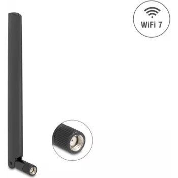 Antena de red omnidireccional DELOCK 81452 RP-SMA, 4,4 dBi, 2,4–7,125 GHz, 169,7 mm