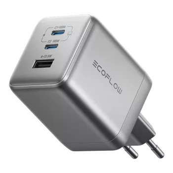 Cargador EcoFlow Rapid Pro 100W GaN USB-C 3 puertos — salida de 100 W, diseño compacto