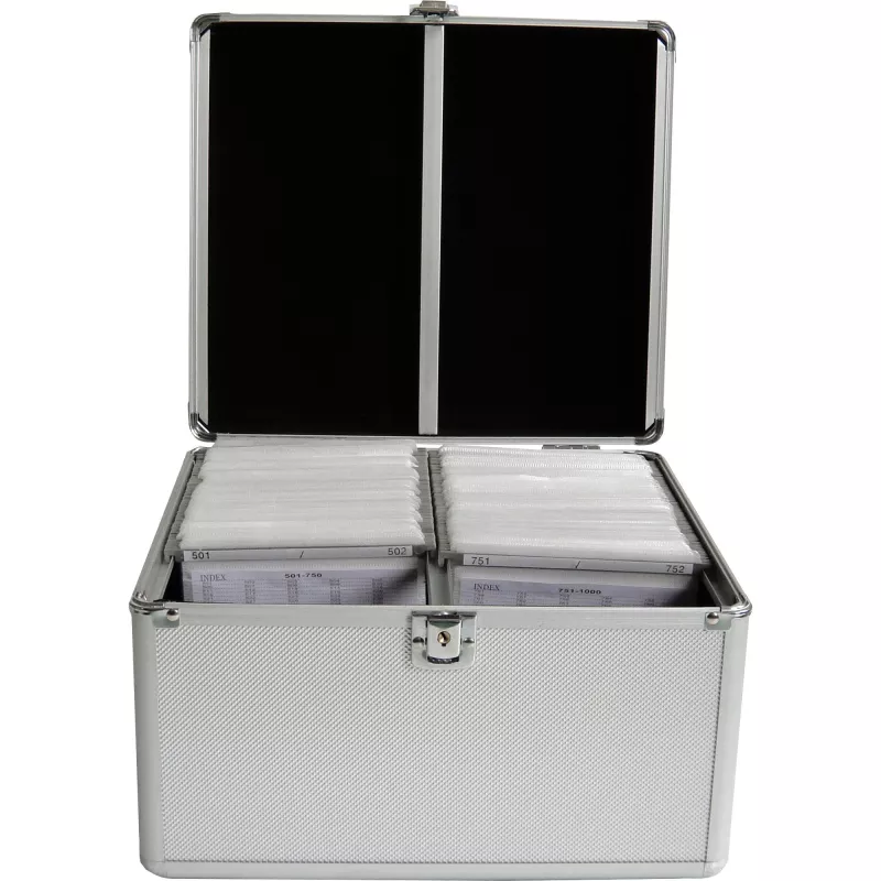 MEDIARANGE BOX76 - caja de almacenamiento - 300 discos - plateado - fleece - plástico - madera - 120 mm - aluminio