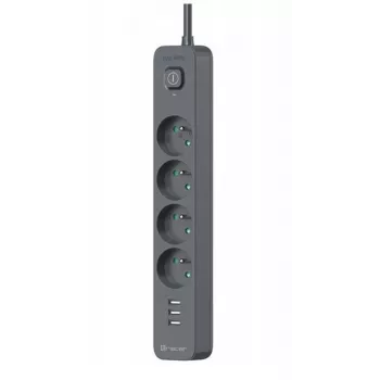 Regleta de protección contra sobretensiones Power Line+ mobile ready 1,5 m (4 tomas + 3x USB-A, 5V 2,4A)
