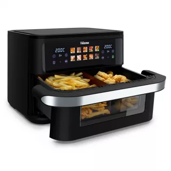 Freidora de aire Tristar FR-9078 doble 10 L, 2800 W, control táctil, LCD, negra/acero inoxidable