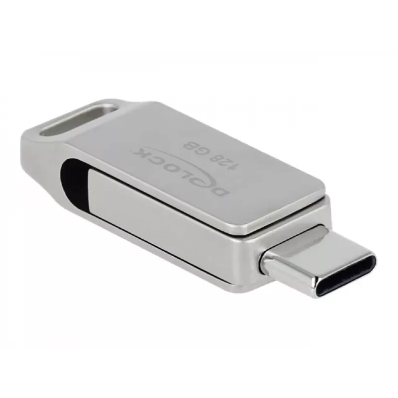Memoria flash USB DeLOCK 128 GB USB-C Type-A modelo giratorio
