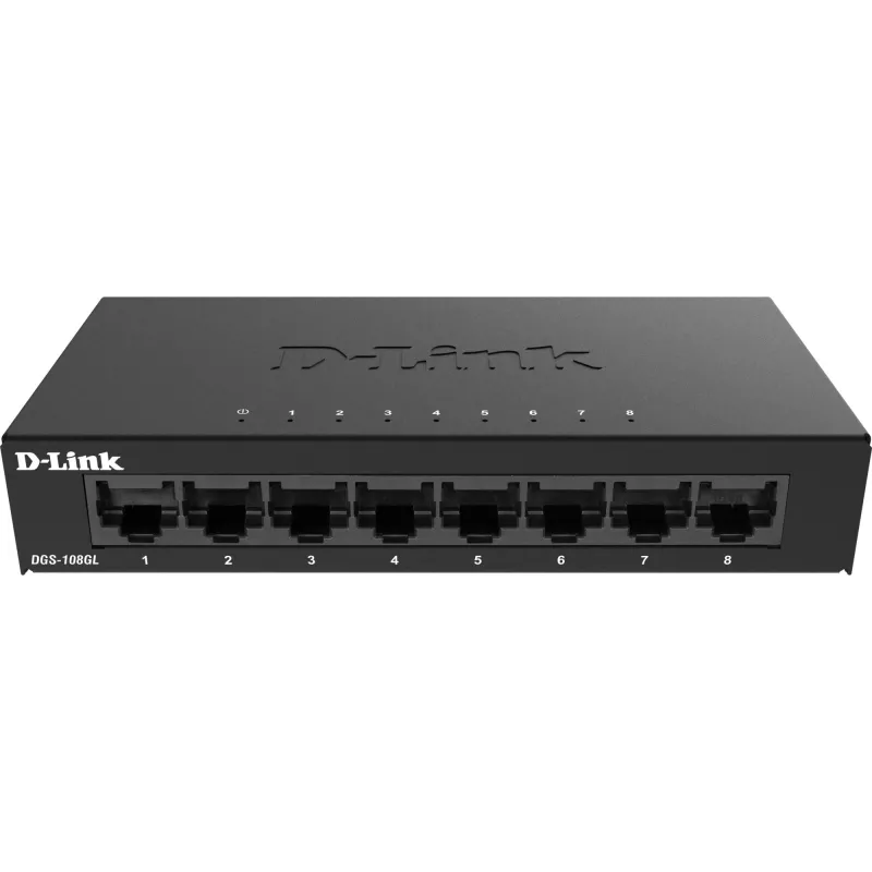 D-Link DGS-108GL Gigabit Ethernet no gestionado (10/100/1000) Negro