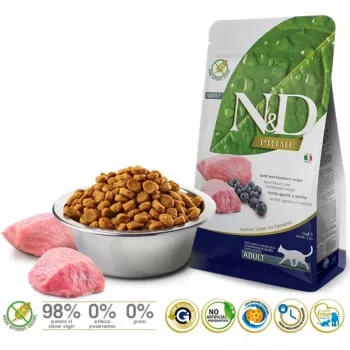 FARMINA N&D Prime Lamb & Blueberry - Pienso para gatos - 1,5 kg
