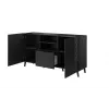 Cómoda Cama Meble ABETO 150x42x82 cm, negro alto brillo, estructura de MDF, 1 cajón